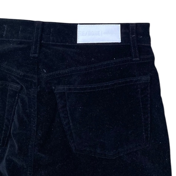 ReDone Originals Velvet High Rise Ankle Pants Button Fly Black size 28 Black - Picture 5 of 5